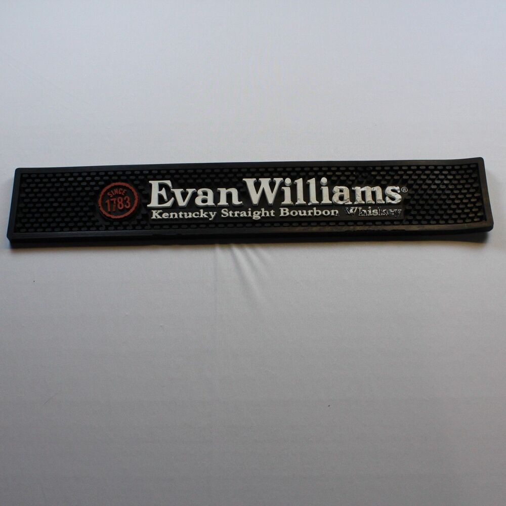 Evan Williams Kentucky Straight Bourbon Whiskey Rubber Bar Mat 21” Rail Mat